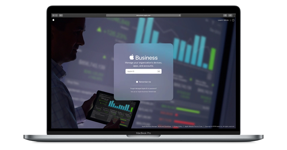 Die Apple Business Manager Oberfläche auf einem MacBook