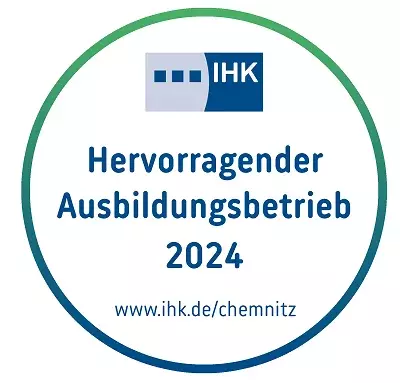 KOMSA Aufkleber hervorragender Ausbildungsbetrieb 2024 400px