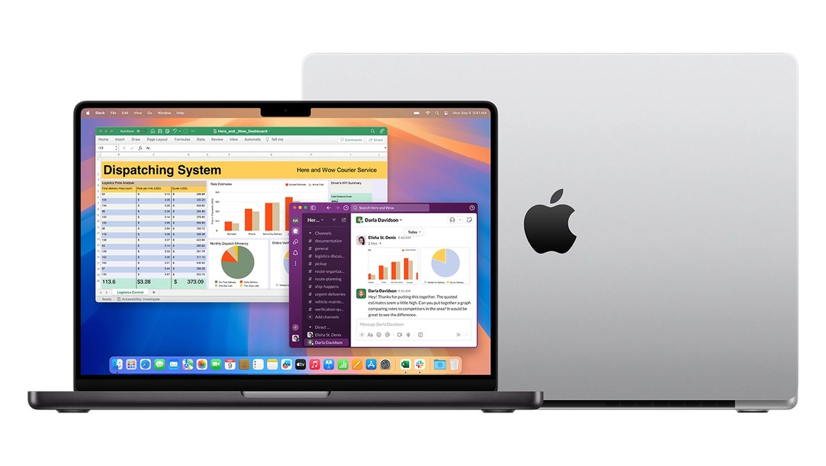 Mac im Unternehmen Front- und Rückansicht eines silbernen MacBooks auf dem Numbers läuft