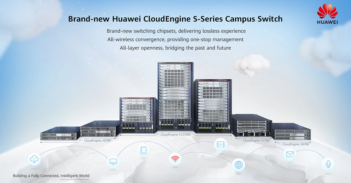 Bildkonstruktion der neuen CloudEngine S-Serie Switches von Huawei für Campuslösungen