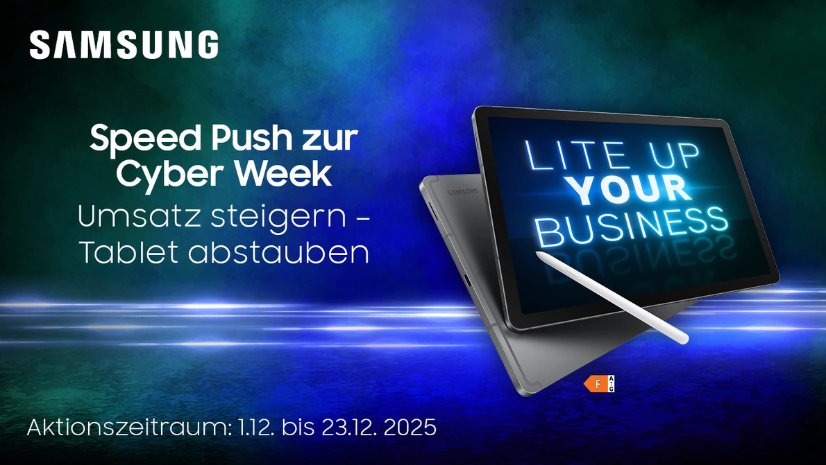 Abbildung des Samsung S10 Lite EE mit Aufschrift zur Cyber Week bei KOMSA