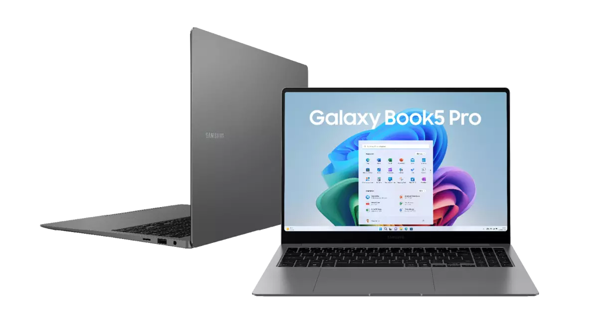 Galaxy Book5 Pro Rück- und Frontalansicht eines Galaxy Book5 Pro