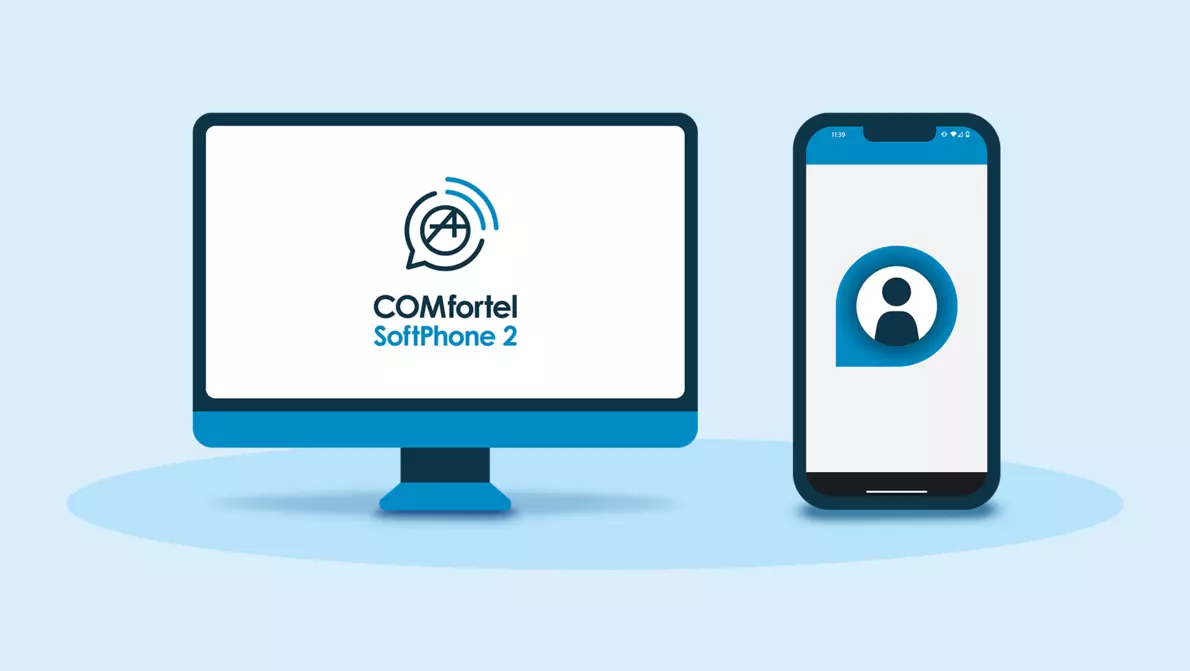 Icongrafiken von einem Monitor und Smartphone die COMfortel verwenden
