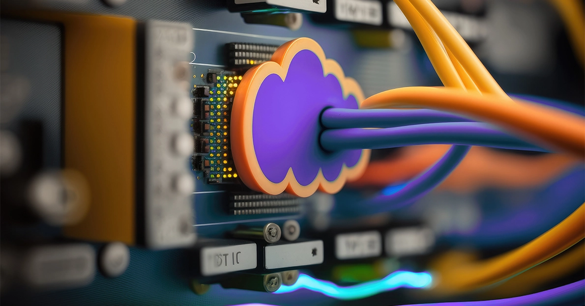 lila Wolkenstecker an Netzwerkanschluss Alcatel-Lucent