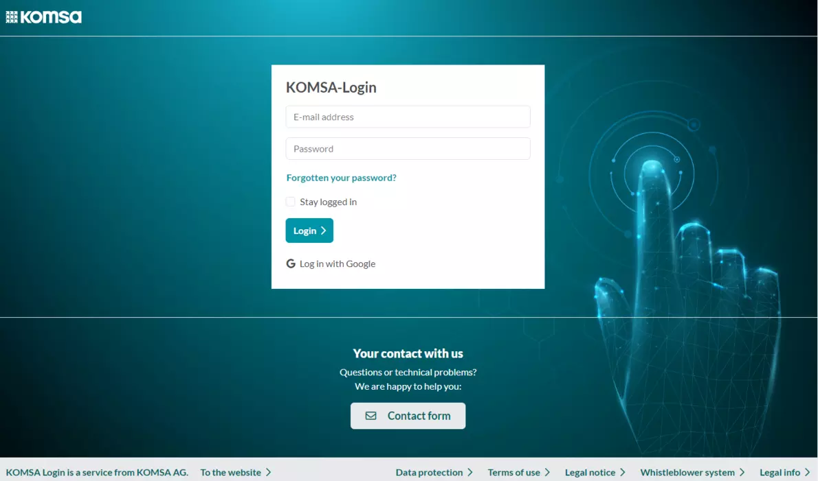 ENG komsa login neues design login