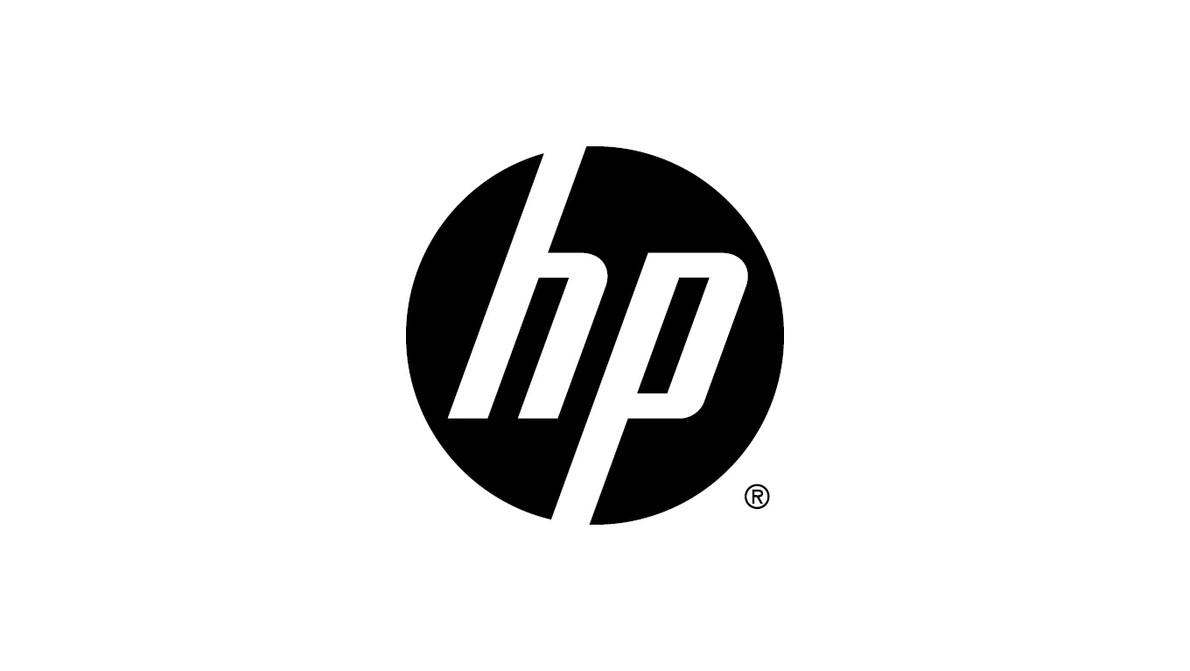 HP Logo in schwarz auf weißen Hintergrund