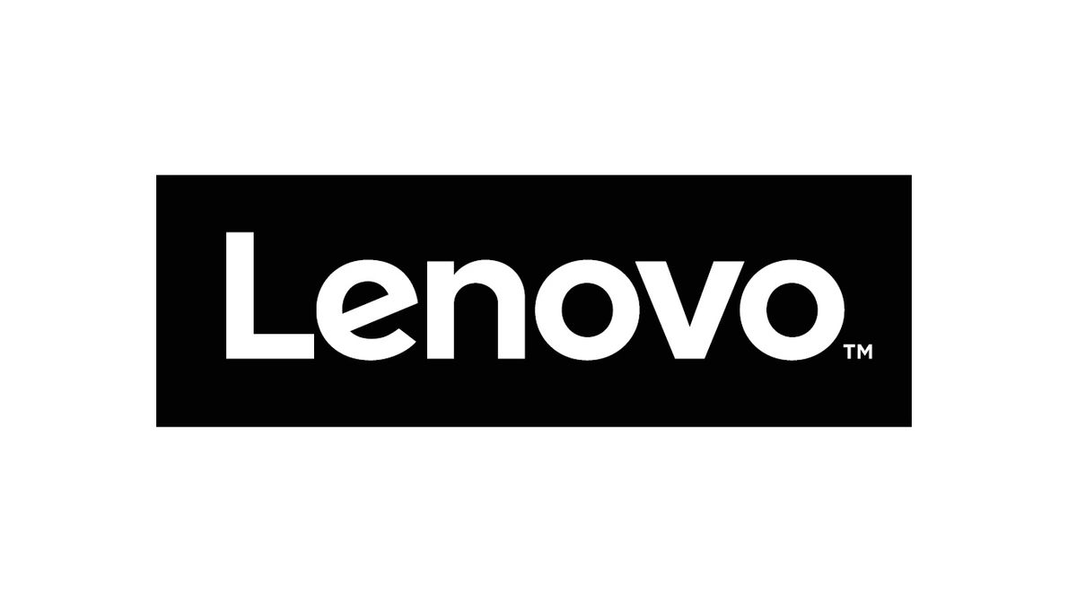 Schwarzes Lenovo Logo auf weißen Hintergrund