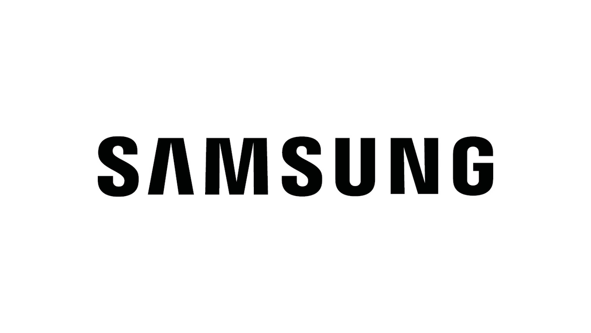 Samsung Herstellerlogo in schwarz mit weißen Hintergrund