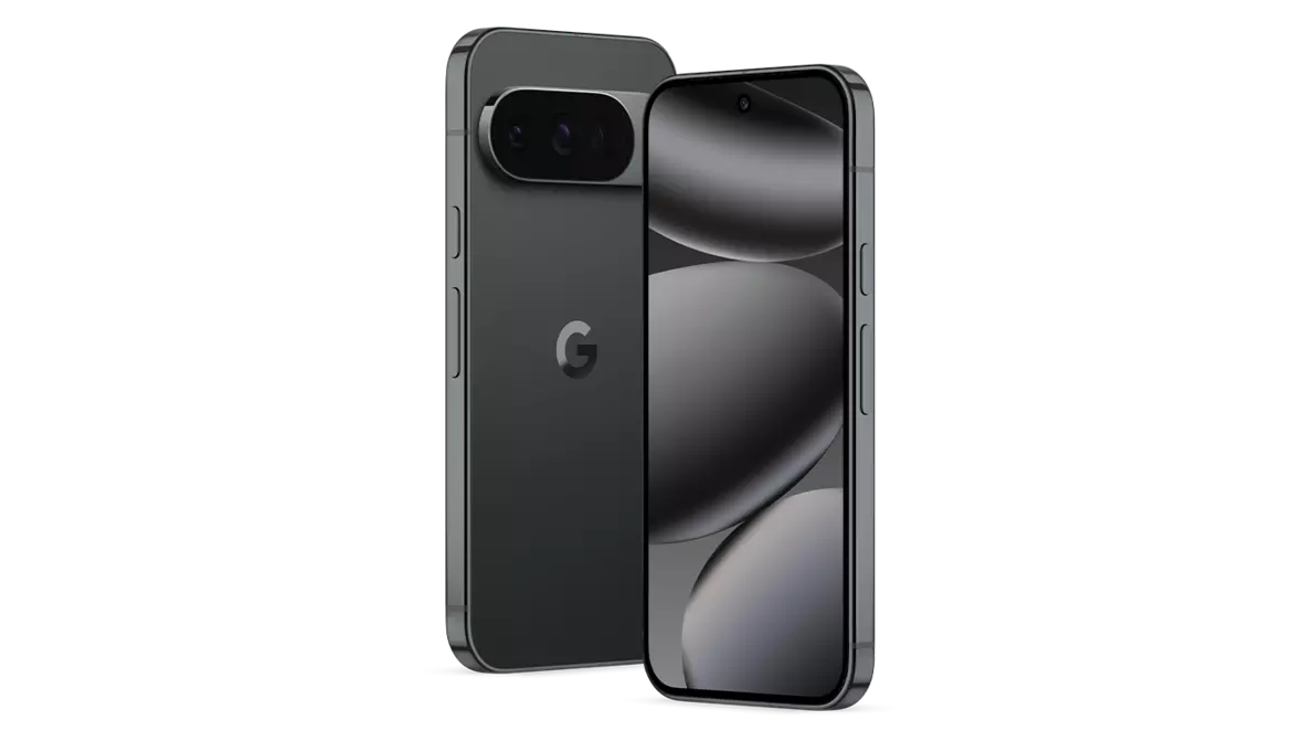 Google Pixel 10 Pro Perspektiven Frontal- und Rückansicht des Google Pixel 10 Pro in Obsidian-Farben