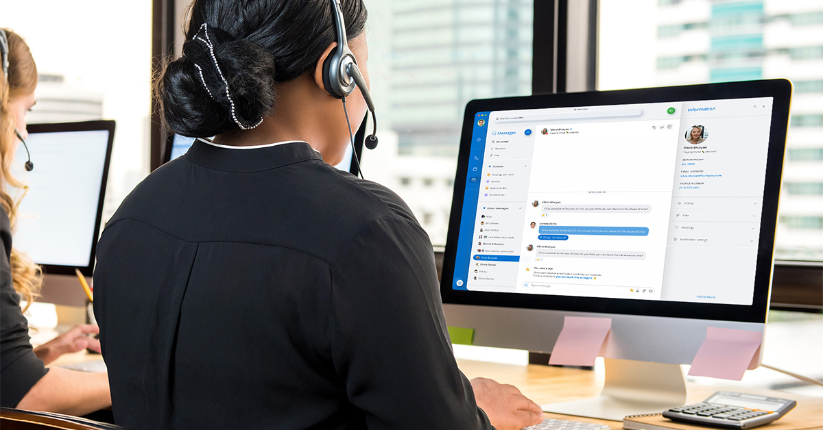NewWork Unified Communications Frau Business Office iMac PC Headset UC Systeme